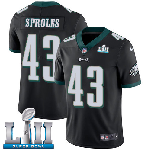 Nike Eagles #43 Darren Sproles Black Alternate Super Bowl LII Men's Stitched NFL Vapor Untouchable Limited Jersey